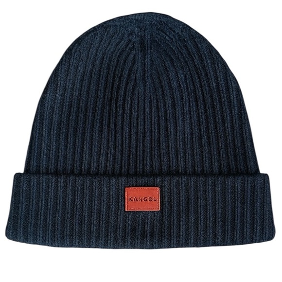Kangol Accessories - New Kangol Black Ribbed Knit Beanie Hat Cuffed Winter Streetwear Unisex One Size